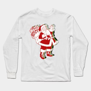 Santa Clause Christmas Vintage Retro Vibe of the 40's 50's 60's Long Sleeve T-Shirt